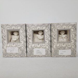 Margaret Furlong Lot of 3 Ornaments Morning Glory 1996 Star 1982 Flower Garland